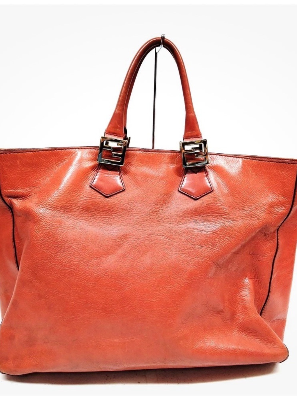 Fendi vintage Coral Red Leather Tote Bag - Picture 3 of 11